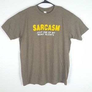 Sarcasm Mens T-shirt Sz XL Brown Graphic Tee S/S